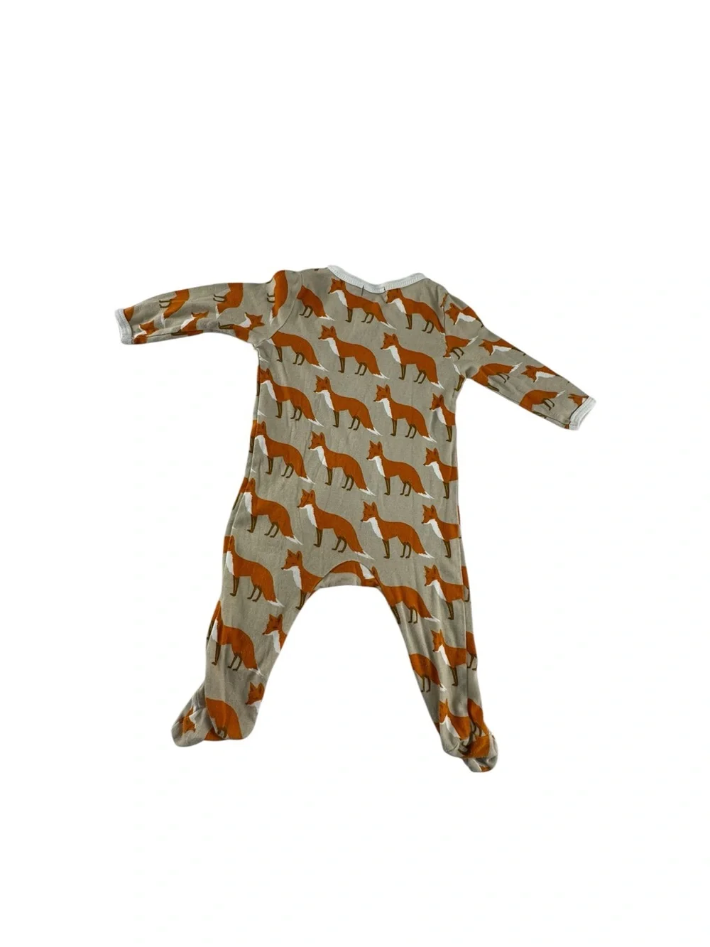 Milkbarn  Beige Fox Print Footed One-Piece Pajamas 3/6 m